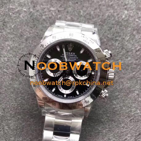 Replica Rolex Daytona Cosmograph 116520 N Stainless Steel 904L Black Dial Swiss 4130 Run 6@SEC