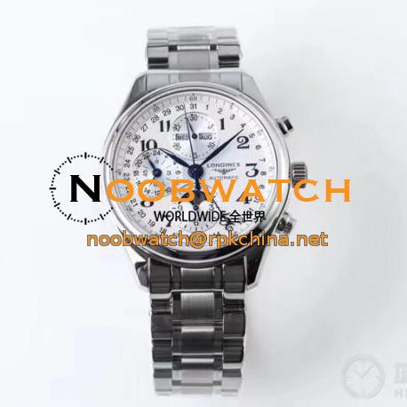 Replica Longines Master Collection Moonphase Chronograph L2.673.4.78.6 JF Stainless Steel White Dial Swiss 7751