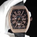 Replica Franck Muller Vanguard V45 SC DT OX Rose Gold & Diamond Black Dial Swiss 2824-2