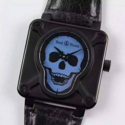 Replica Bell & Ross BR 01 Skull PVD Blue Dial M9015