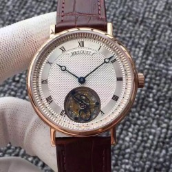 Replica Breguet Classique Tourbillon AX Rose Gold Silver Dial Swiss Tourbillon