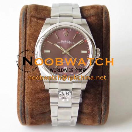 Replica Rolex Oyster Perpetual 39 114300 AR Stainless Steel 904L Red Dial Swiss 3132