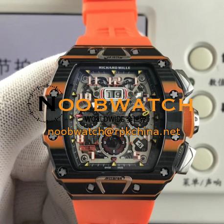 Replica Richard Mille RM011-03 McLaren Automatic Flyback Chronograph KV Black & Orange Forged Carbon Skeleton Dial Swiss 7750