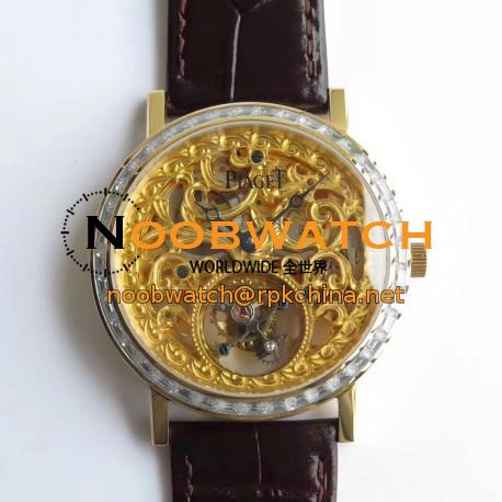 Replica Piaget Altiplano Skeleton Tourbillon BBR Yellow Gold & Diamonds Yellow Gold Skeleton Dial Swiss Tourbillon