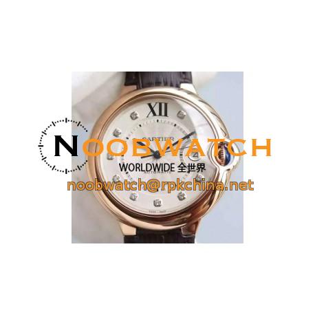 Replica Cartier Ballon Bleu Rose Gold White Dial M9015