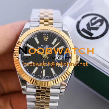 Replica Rolex Datejust II 116333 41MM KS Stainless Steel & Yellow Gold Black Dial Swiss 2836-2