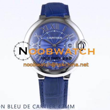 Replica Ballon Bleu De Cartier 42MM WSBB0025 AF Stainless Steel Blue Dial Swiss 2892