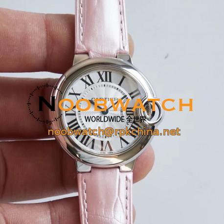 Replica Ballon Bleu De Cartier 33MM W6920086 AF Stainless Steel Silver Dial Swiss Ronda Quartz