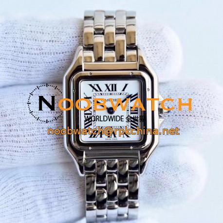 Replica Panthere de Cartier Medium Ladies WSPN0007 GF Stainless Steel White Dial Swiss Ronda Quartz