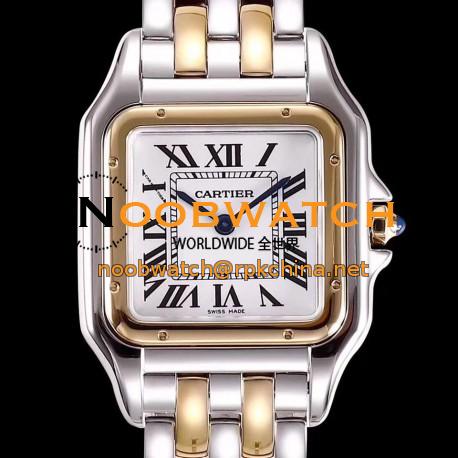 Replica Panthere de Cartier Medium Ladies W2PN0007 KOR Stainless Steel & Rose Gold White Dial Swiss Ronda Quartz