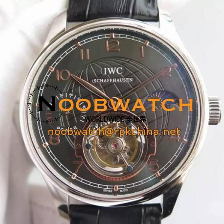 Replica IWC Portuguese Tourbillon Moonphase Power Reserve Stainless Steel Black Dial Swiss IWC Tourbillon