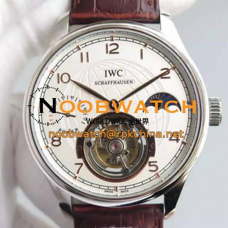 Replica IWC Portuguese Tourbillon Moonphase Power Reserve Stainless Steel White Dial Swiss IWC Tourbillon