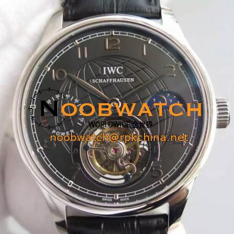 Replica IWC Portuguese Tourbillon Moonphase Power Reserve Stainless Steel Black Dial Swiss IWC Tourbillon