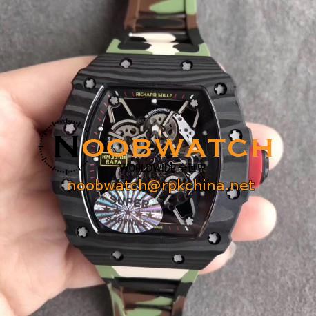 Replica Richard Mille RM35-02 Rafael Nadal KV Forged Carbon Skeleton Dial M8215