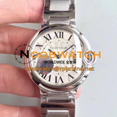 Replica Cartier Ballon Bleu 36MM W6920046 JF Stainless Steel Silver Dial Swiss Ronda Quartz