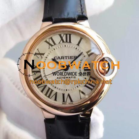 Replica Cartier Ballon Bleu 33MM Rose Gold Silver Dial Swiss 2671