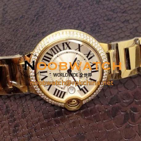 Replica Cartier Ballon Bleu 36MM Yellow Gold Silver Dial Swiss 2688