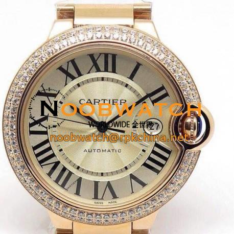 Replica Cartier Ballon Bleu 42MM Rose Gold Champagne Dial Swiss 2824