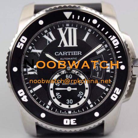 Replica Calibre De Cartier Diver 42MM V6F Stainless Steel Black Dial M9015