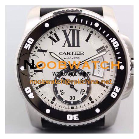 Replica Calibre De Cartier Diver 42MM V6F Stainless Steel White Dial M9015