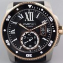 Replica Calibre De Cartier Diver V6F Stainless Steel & Rose Gold Black Dial M9015