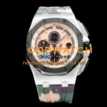 Replica Audemars Piguet Royal Oak Offshore Chronograph Combat 2018 SIHH 26400 JF V2 Stainless Steel Beige Dial Swiss 3126