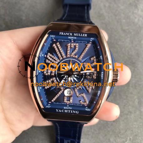 Replica Franck Muller Vanguard Yachting V45 CC DT AC BL OX Rose Gold Blue Dial Swiss 2824-2