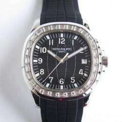 Replica Patek Philippe Aquanaut Jumbo 5167 KM Stainless Steel & Diamond Black Dial Swiss 324SC