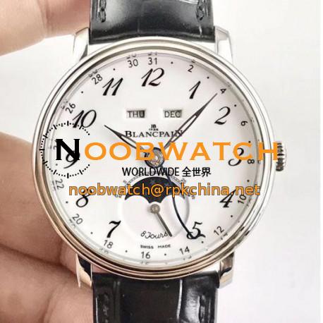 Blancpain Villeret Quantieme Complet 8 Jours 6639-3437-55B OM Stainless Steel White Dial Swiss 6639