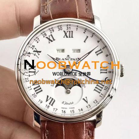 Blancpain Villeret Quantieme Complet 8 Jours 6639-3437-55B OM Stainless Steel White Dial Swiss 6639