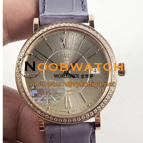 Replica IWC Portofino Automatic 37 IW458107 MK Rose Gold & Diamonds Silver Dial M9015