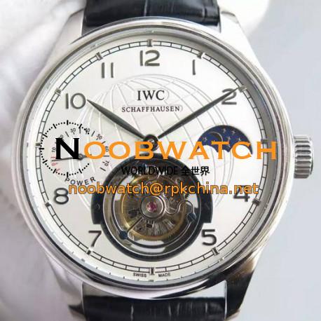 Replica IWC Portuguese Tourbillon Moonphase Power Reserve Stainless Steel White Dial Swiss IWC Tourbillon