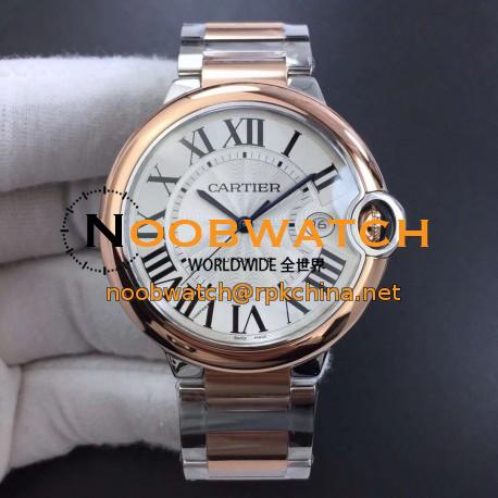 Replica Ballon Bleu De Cartier 42MM W2BB0004 V6 Stainless Steel & Rose Gold Silver Dial Swiss 2824-2