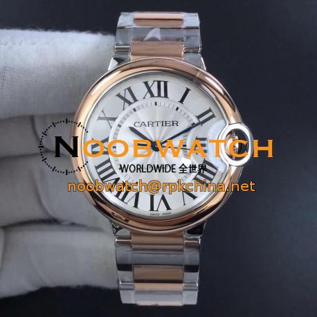 Replica Ballon Bleu De Cartier 33MM W2BB0023 V6 Stainless Steel & Rose Gold Silver Dial Seiko NH05A