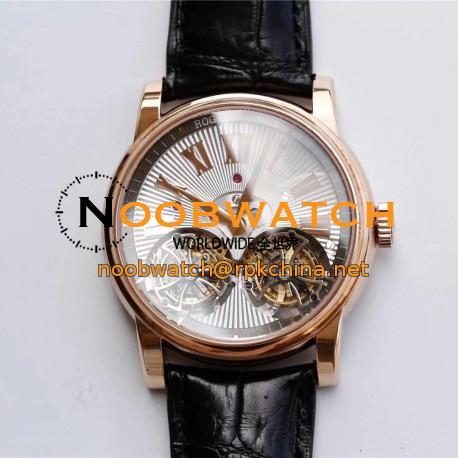 Replica Roger Dubuis Hommage Double Flying Tourbillon RDDBHO0562 JB Rose Gold Silver Dial Swiss RD100