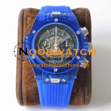 Replica Hublot Big Bang Unico Blue Sapphire 411.JL.4809.RT OX Blue Sapphire Crystal Skeleton Dial Swiss HUB1242