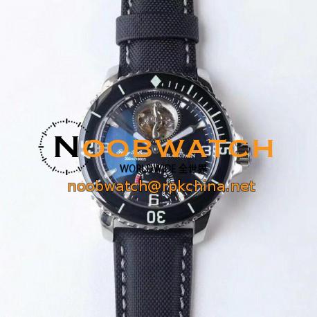 Replica Blancpain Fifty Fathoms Tourbillon 8 Days 5025-1530-52A JB Stainless Steel Black Dial Swiss 25A