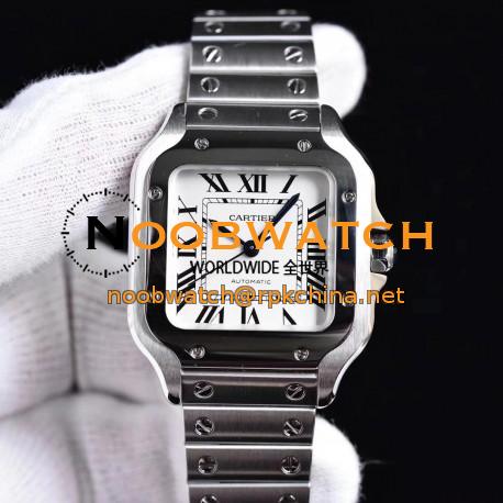 Replica Cartier Santos De Cartier Medium Automatic WSSA0010 GF Stainless Steel White Dial M9015