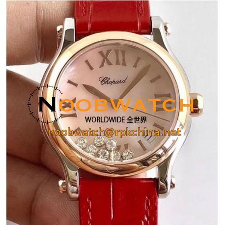 Replica Chopard Happy Sport 36MM Automatic 278559 Noob Stainless Steel & Rose Gold Pink Dial Swiss 2892