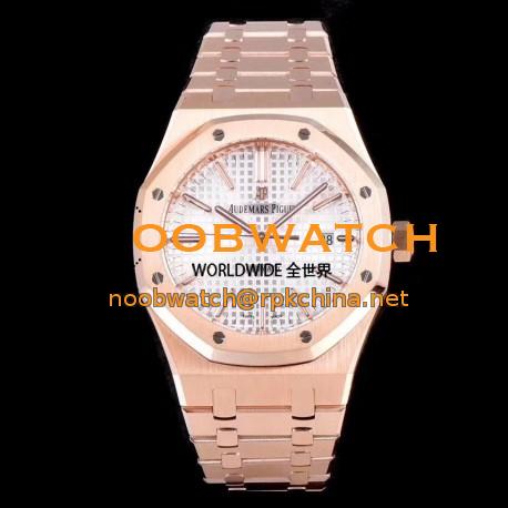 Replica Audemars Piguet Royal Oak 15450 JF V5 Rose Gold Silver Dial Swiss 3120