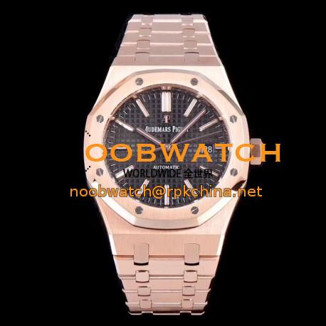 Replica Audemars Piguet Royal Oak 15450 JF V5 Rose Gold Black Dial Swiss 3120