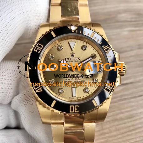 Replica Rolex Submariner Date 116618LN BP Yellow Gold Champagne Dial Swiss 2836-2