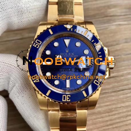 Replica Rolex Submariner Date 116618LB BP Yellow Gold Blue Dial Swiss 2836-2