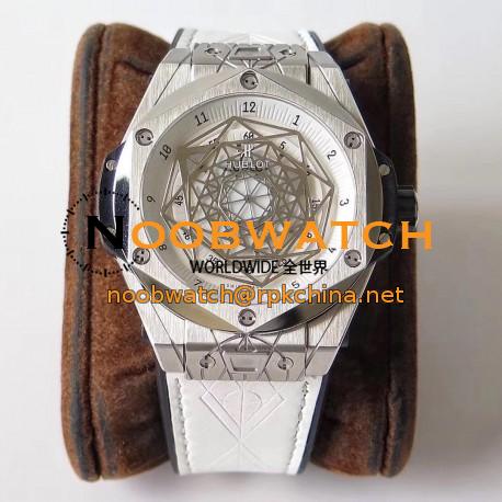 Replica Hublot Big Bang Sang Titanium White 415.NX.2027.VR.MXM18 TMF Titanium White Dial Swiss HUB1213 UNICO Manufacture