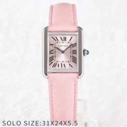 Replica Cartier Tank Solo Ladies 31MM AF Stainless Steel Rose Gold Dial Swiss Ronda Quartz