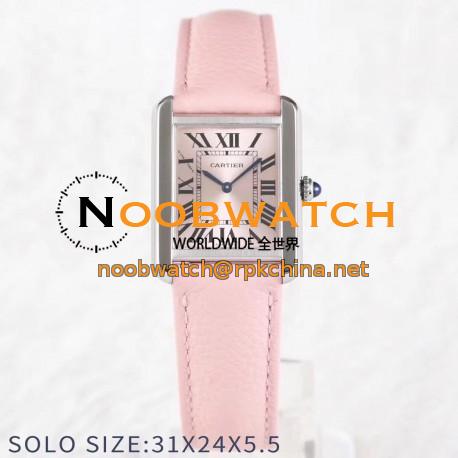 Replica Cartier Tank Solo Ladies 31MM AF Stainless Steel Rose Gold Dial Swiss Ronda Quartz