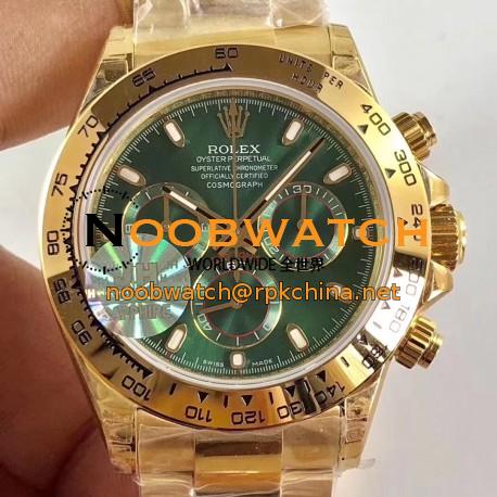 Replica Rolex Daytona Cosmograph 116508 JH Yellow Gold Green Dial Dial Swiss 4130 Run 6@SEC