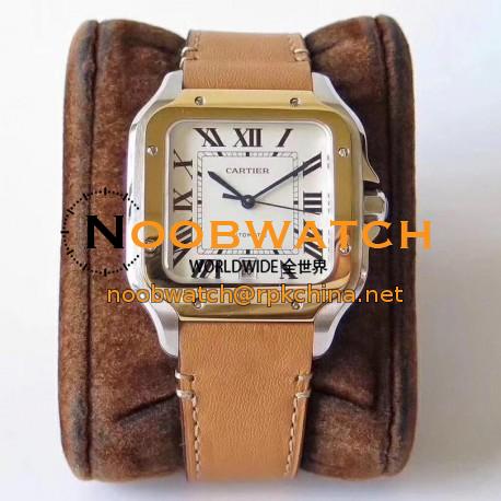 Replica Cartier Santos De Cartier Large 2018 W2SA0006 KOR Stainless Steel & Yellow Gold White Dial M9015