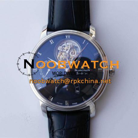 Replica Blancpain Villeret Tourbillon 8 Days 6025-1542-55B JB Stainless Steel Black Dial Swiss Tourbillon