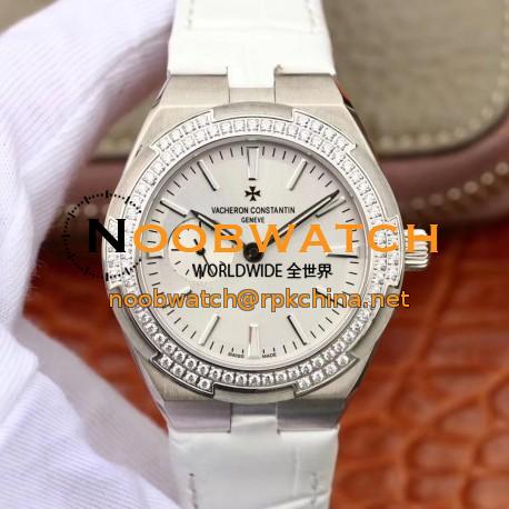 Replica Vacheron Constantin Overseas Automatic 37MM 2305V Noob Stainless Steel & Diamonds White Dial Swiss 5300